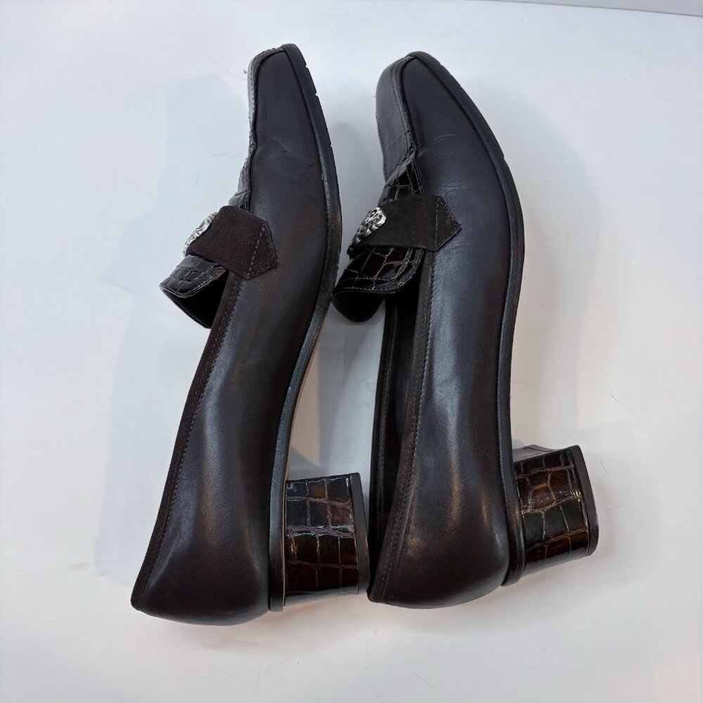 Brighton Artist Brown & Croc Laofers w/Silver Design and Low Heel 9N Retro, 90’s - Picture 4 of 10